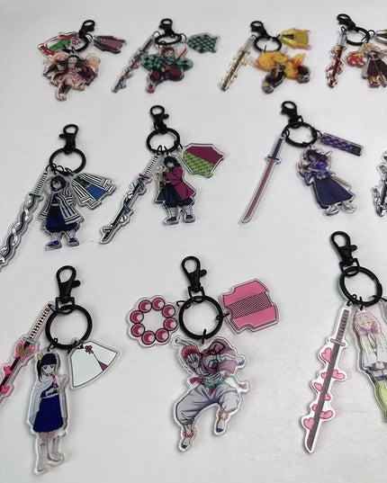 Hot Anime Demon Slayer Keychain Kamado Tanjirou Tomioka Giyuu Rengoku Kyoujurou Cosplay Acrylic Key Chains Fans Gift
