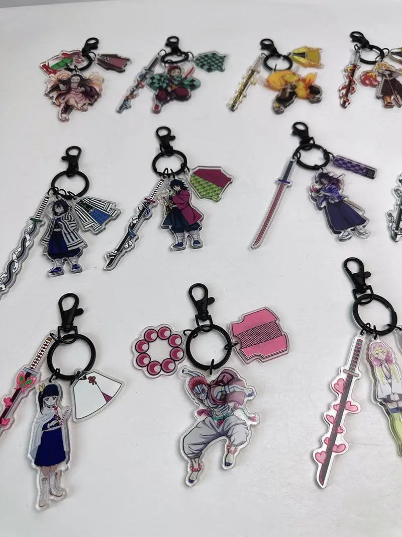 Hot Anime Demon Slayer Keychain Kamado Tanjirou Tomioka Giyuu Rengoku Kyoujurou Cosplay Acrylic Key Chains Fans Gift