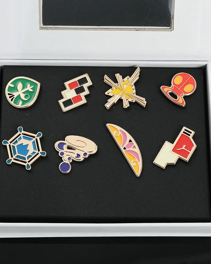 Pokemon Gym Badges Kanto Johto Hoenn Sinnoh Unova Kalos League Region Orange Islands Pins Brooches Box Set Pocket Monster