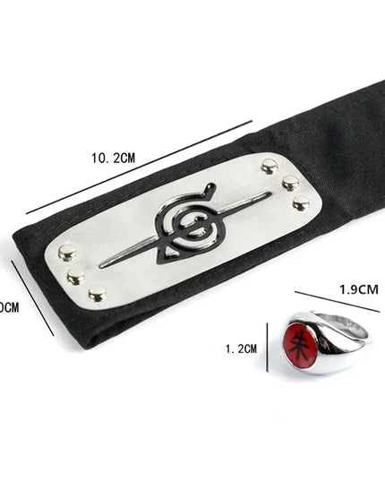 Anime Akatsuki Headband Sasori Uchiha Itachi Ring Sets Cosplay Costumes Props Pain Orochimaru Ninja Accessories