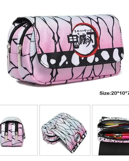 Demon Slayer 3D Anime Pen Bag Student Storage Bag Tanjirou Nezuko Zenitsu Giyuu Cartoon Pen Box Cute Boys Girls Pencil Case