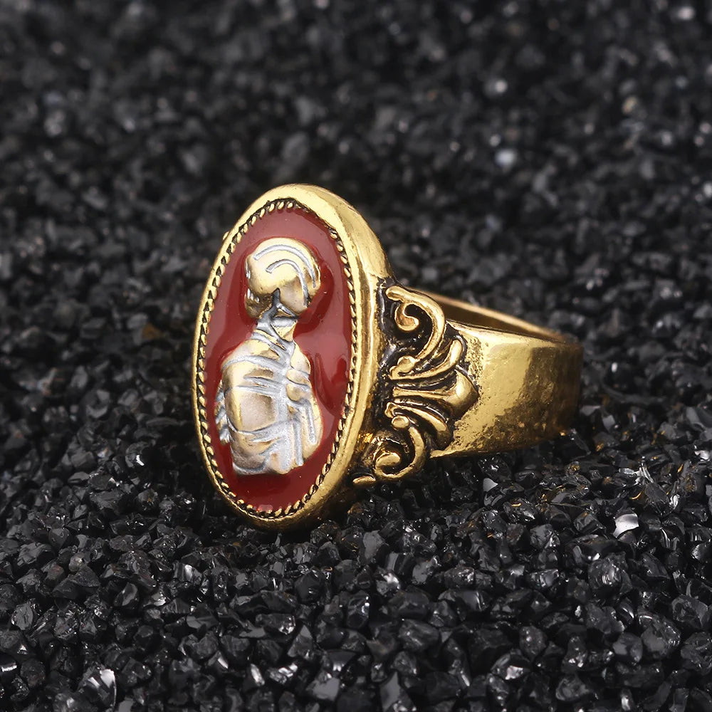 Game Dark Souls Ring Black Red Sapphire Vintage Style Ring Adjustable Metal Rings For Women Men Cosplay Jewelry Accessories Gift