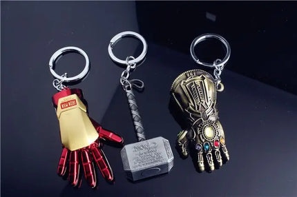 Marvel The Avengers Thanos Glove Keychain Men's Metal Battle Ax Thor's Hammer Shield Pendant Car Keychain creative holiday gift