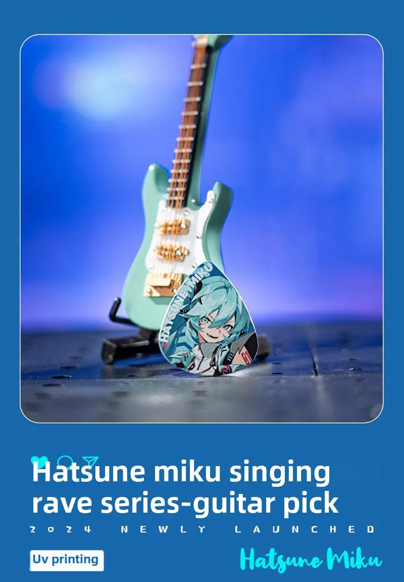 3PCS Hatsune Miku Multicolor Guitar Picks Acrylic Guitar Picks for Acoustic Electric Guitars Bass or Ukulele Guitar Accessories