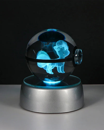 Pokemon Crystal Ball Pikachu Gengar Eevee Mewtwo Lacario Anime Game Pokeball Led Night Light Base Kids Birthday Gift Home Decor