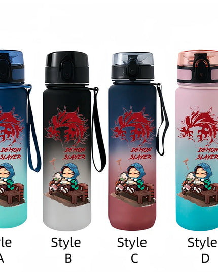 Demon Slayer Tanjirou Water Cup Drinking Outdoor 650ml Nezuko Water Bottle Children Portable Plastic Cartoon Large Capacity