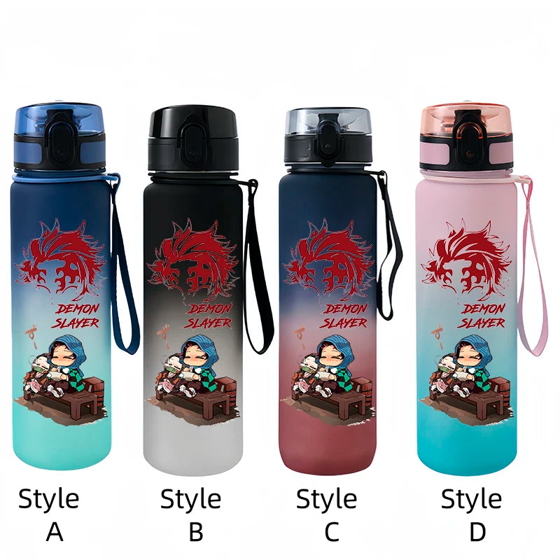 Demon Slayer Tanjirou Water Cup Drinking Outdoor 650ml Nezuko Water Bottle Children Portable Plastic Cartoon Large Capacity