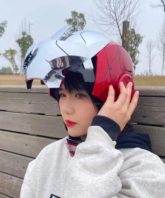 New AutoKing 1:1 Mk5 Iron Man Helmet Cosplay Voice Control Eyes with Light Model Toys for Adult Electric Wearable Christmas Gift