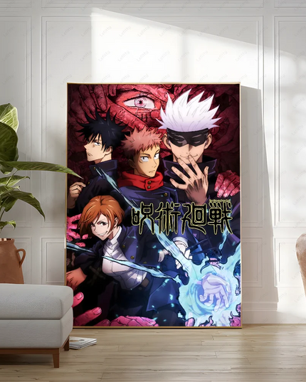 Poster Sticky Wall Art J-Jujutsu K-Kaisen Anime Printing Waterproof Home Living Bed Room Bar Aesthetic Decor
