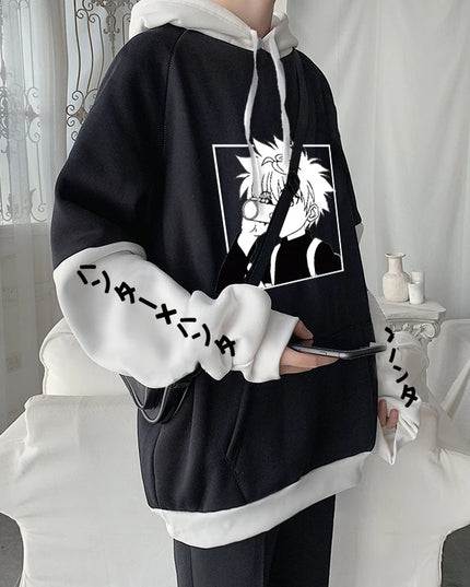 Hot Japanese Anime Hunter X Hunter Killua Zoldyck Harajuku Hoodie Men Clothing Manga HXH Graphics Oversized Patchwork Sweatshirt
