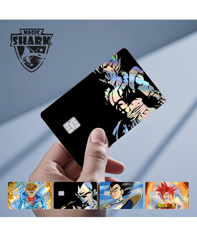 Magic Shark Goku Vegeta Cool Shinny Holographic Laser Credit Debit Card Sticker Film Front Skin Cover