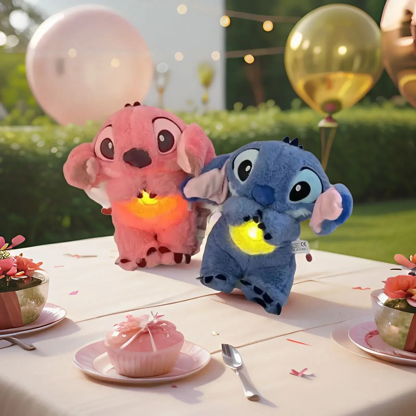 Stitch Anime Plush Doll With Lighting Music Airbag Kawaii Appease Toy Baby To Soothe Sleep Peluche For Kids Gift