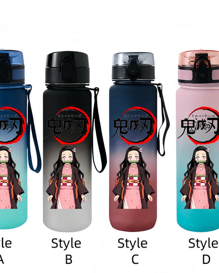 Demon Slayer Tanjirou Water Cup Drinking Outdoor 650ml Nezuko Water Bottle Children Portable Plastic Cartoon Large Capacity