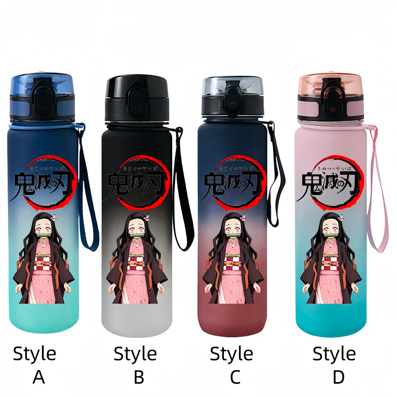 Demon Slayer Tanjirou Water Cup Drinking Outdoor 650ml Nezuko Water Bottle Children Portable Plastic Cartoon Large Capacity