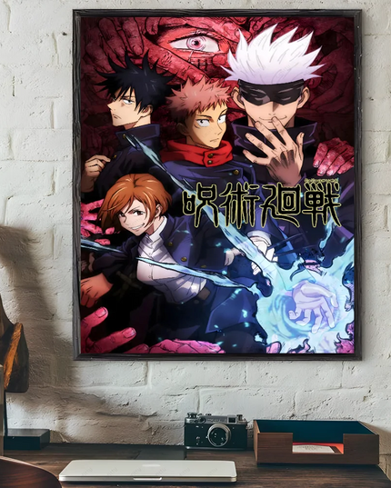 Poster Sticky Wall Art J-Jujutsu K-Kaisen Anime Printing Waterproof Home Living Bed Room Bar Aesthetic Decor