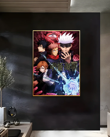 Poster Sticky Wall Art J-Jujutsu K-Kaisen Anime Printing Waterproof Home Living Bed Room Bar Aesthetic Decor