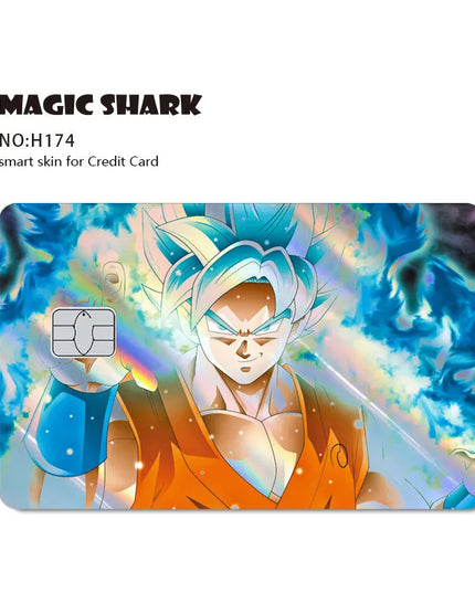 Magic Shark Goku Vegeta Cool Shinny Holographic Laser Credit Debit Card Sticker Film Front Skin Cover