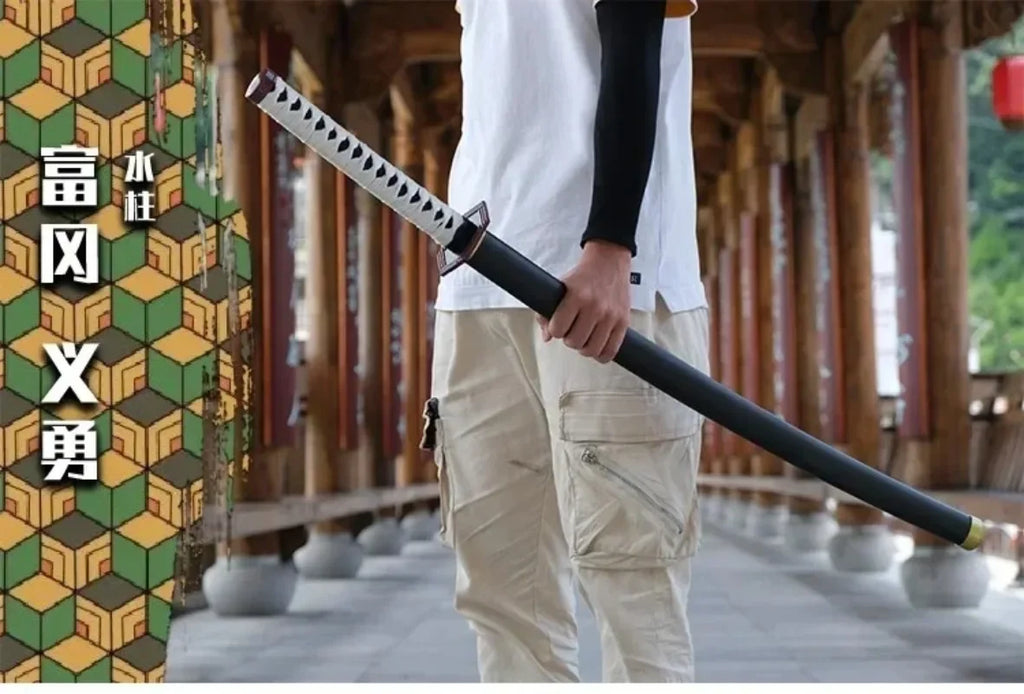 41in/104cm Demon Slayer Katana Anime Ninja Sword Demon Slayer Cosplay Prop Knife Real Size Samurai Sabre Japonesa Katana Sword
