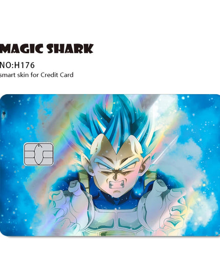 Magic Shark Goku Vegeta Cool Shinny Holographic Laser Credit Debit Card Sticker Film Front Skin Cover
