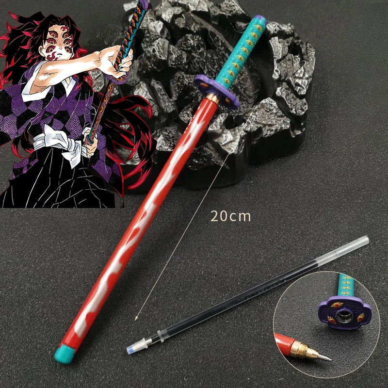 20cm Demon Slayer Katana Pen Tanjirou Sword Ainme Kimetsu No Yaiba Metal Ninja Knife Real Japanese Katana Pen Samurai Sword Toy