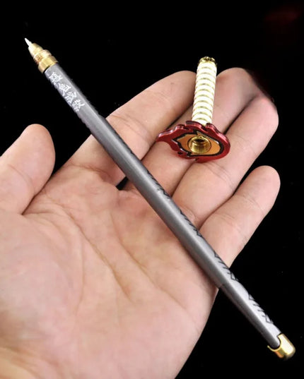 20cm Demon Slayer Katana Pen Tanjirou Sword Ainme Kimetsu No Yaiba Metal Ninja Knife Real Japanese Katana Pen Samurai Sword Toy