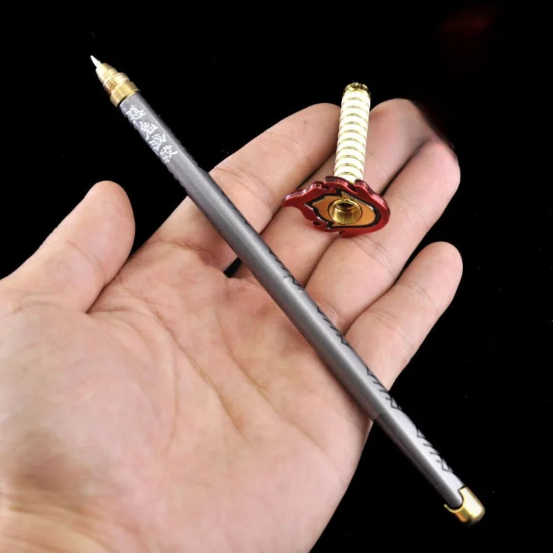 20cm Demon Slayer Katana Pen Tanjirou Sword Ainme Kimetsu No Yaiba Metal Ninja Knife Real Japanese Katana Pen Samurai Sword Toy