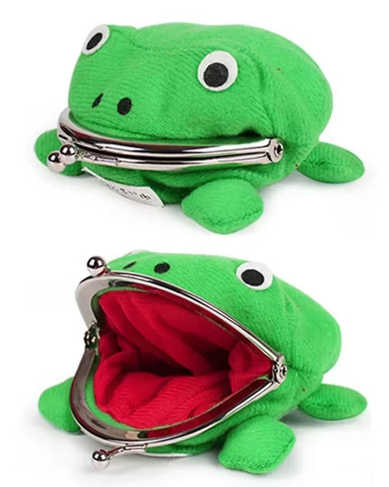 Cute Anime Frog Purse Kissing Lock Funny Plush Frog Shape Role Play Purse for Women Bag Accessories
