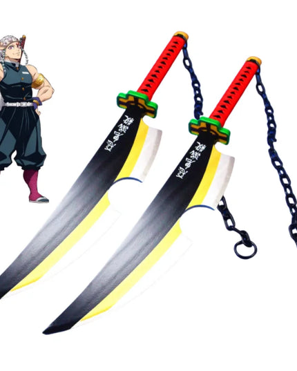 41in/104cm Demon Slayer Katana Anime Ninja Sword Demon Slayer Cosplay Prop Knife Real Size Samurai Sabre Japonesa Katana Sword