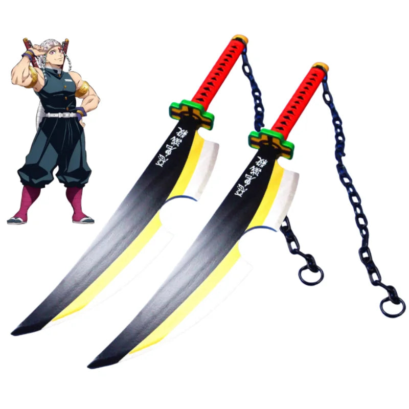 41in/104cm Demon Slayer Katana Anime Ninja Sword Demon Slayer Cosplay Prop Knife Real Size Samurai Sabre Japonesa Katana Sword