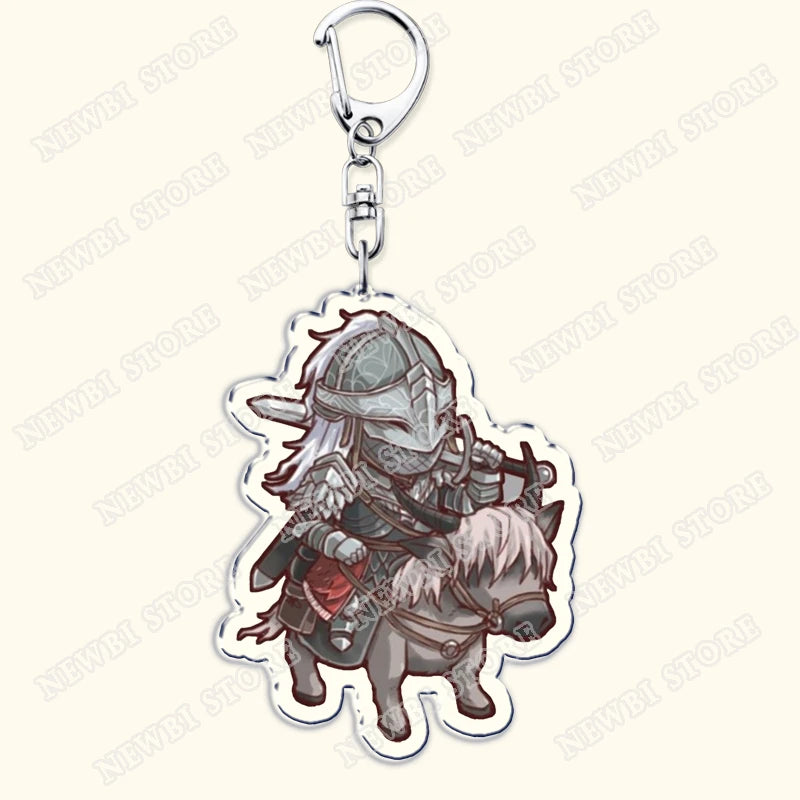 Video Game Dark Souls Keychains for Women Accessories Bag Bloodborne Malenia Melina Keyrings Jewelry Fans Gaming Friends Gift