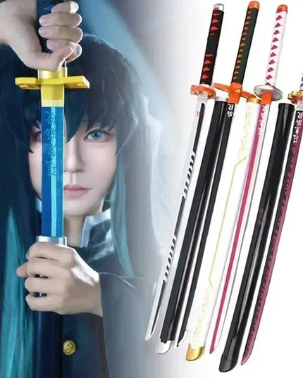41in/104cm Demon Slayer Katana Anime Ninja Sword Demon Slayer Cosplay Prop Knife Real Size Samurai Sabre Japonesa Katana Sword