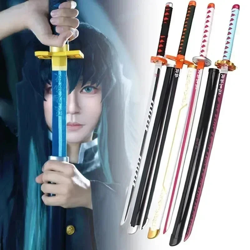 41in/104cm Demon Slayer Katana Anime Ninja Sword Demon Slayer Cosplay Prop Knife Real Size Samurai Sabre Japonesa Katana Sword