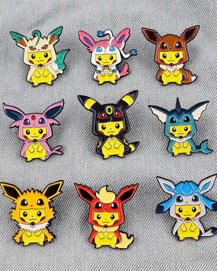 4 pcs Creative Brooch Set Cute Game Console Pikachu Togepi Charmander Enamel Pin Wallet Backpack Clothing Jewelry