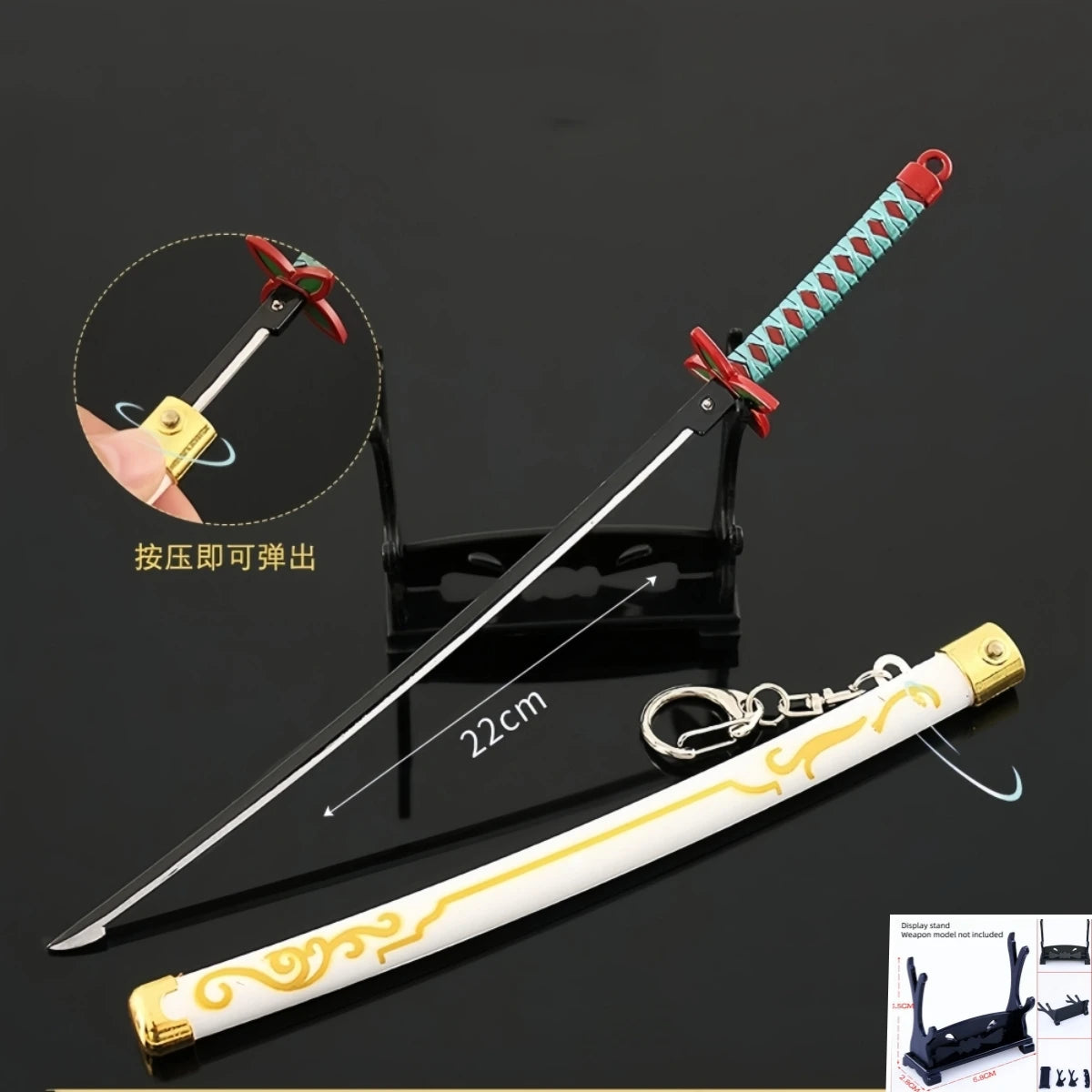 Demon Slayer Peripherals Tanjiro, Agatsuma Zenitsu Katana Full Metal Weapons Bounce Jump Knife Crafts Toy Sword Model Ornaments