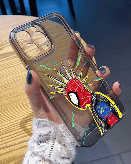 Marvel Spider Man Oil Painting Soft Phone Case For iPhone 16 15 13 Pro Max 13 12 11 Pro X XR XS MAX 14 Plus Y2k Anti Fall Cases