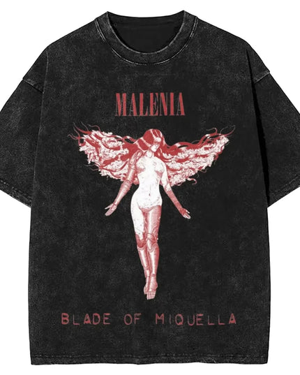 Women Men Malenia Blade of Miquella Washed T Shirt Summer Maidenless Tarnished Classic Simple Harajuku T Shirt New Arrival