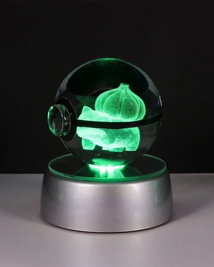 Pokemon Crystal Ball Pikachu Gengar Eevee Mewtwo Lacario Anime Game Pokeball Led Night Light Base Kids Birthday Gift Home Decor