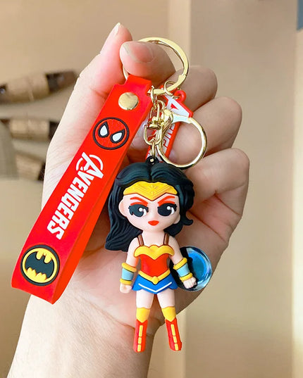Anime Harley Quinn Cartoon Marvel Batman Joker Image Doll Keychain Cute Key Ring Pendant Wonder Woman Jewelry Gifts for Friends