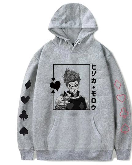 Hisoka Hunter X Hunter Anime Hoodie Harajuku Manga Fun Black and White Patterns Neutral Fashion Streetwear Oversized Sports Top