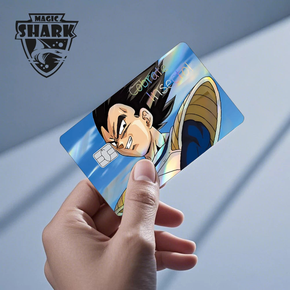 Magic Shark Goku Vegeta Cool Shinny Holographic Laser Credit Debit Card Sticker Film Front Skin Cover