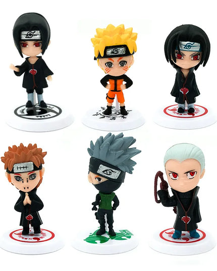 6 Pcs/Lot NARUTO Sasuke Gaara Uchiha Madara Figure 7-8cm 2 Style Personality Base Mini Figurines