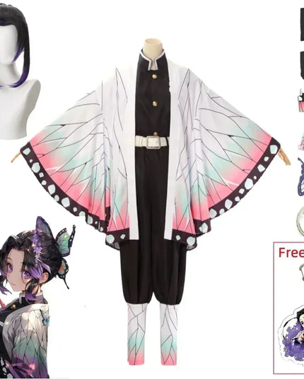 Kochou Shinobu Cosplay Kostuum Anime Shinobu Pruik Haori Uniform Vrouwen Kinderen Halloween Kleding