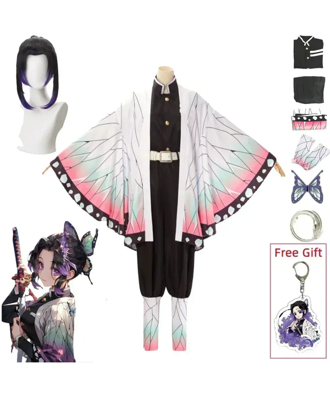 Kochou Shinobu Cosplay Kostuum Anime Shinobu Pruik Haori Uniform Vrouwen Kinderen Halloween Kleding