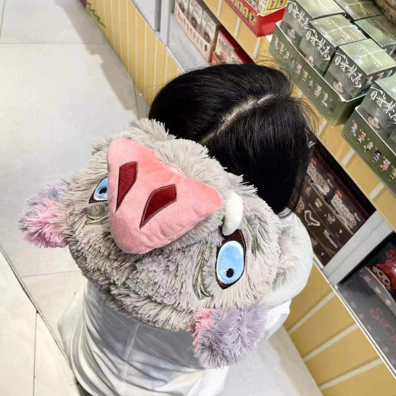 Cosplay Prop Wild Boar Head Plush Hat Demon Slayer Hashibira Inosuke Warm Headgear Japanese anime Stuffed Anime Plushies Gift