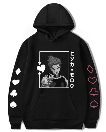 Hisoka Hunter X Hunter Anime Hoodie Harajuku Manga Fun Black and White Patterns Neutral Fashion Streetwear Oversized Sports Top