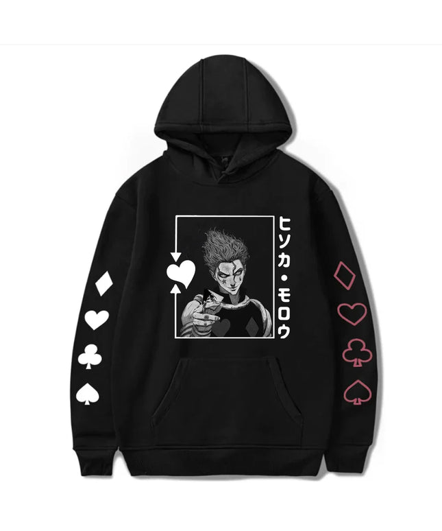 Hisoka Hunter X Hunter Anime Hoodie Harajuku Manga Fun Black and White Patterns Neutral Fashion Streetwear Oversized Sports Top