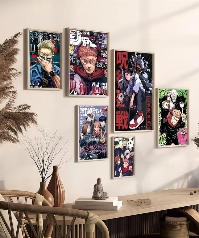 Jujutsu Kaisen Anime Classic Vintage Posters Decoracion Painting Wall Art White Kraft Paper Kawaii Room Decor