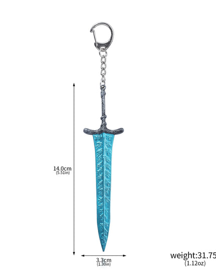 14cm Ring Dark Moon Greatswor Eldens Keychain Pendant Sword of Night and Flame Keyring Cosplay Fans Props Men Women Bag Jewelry