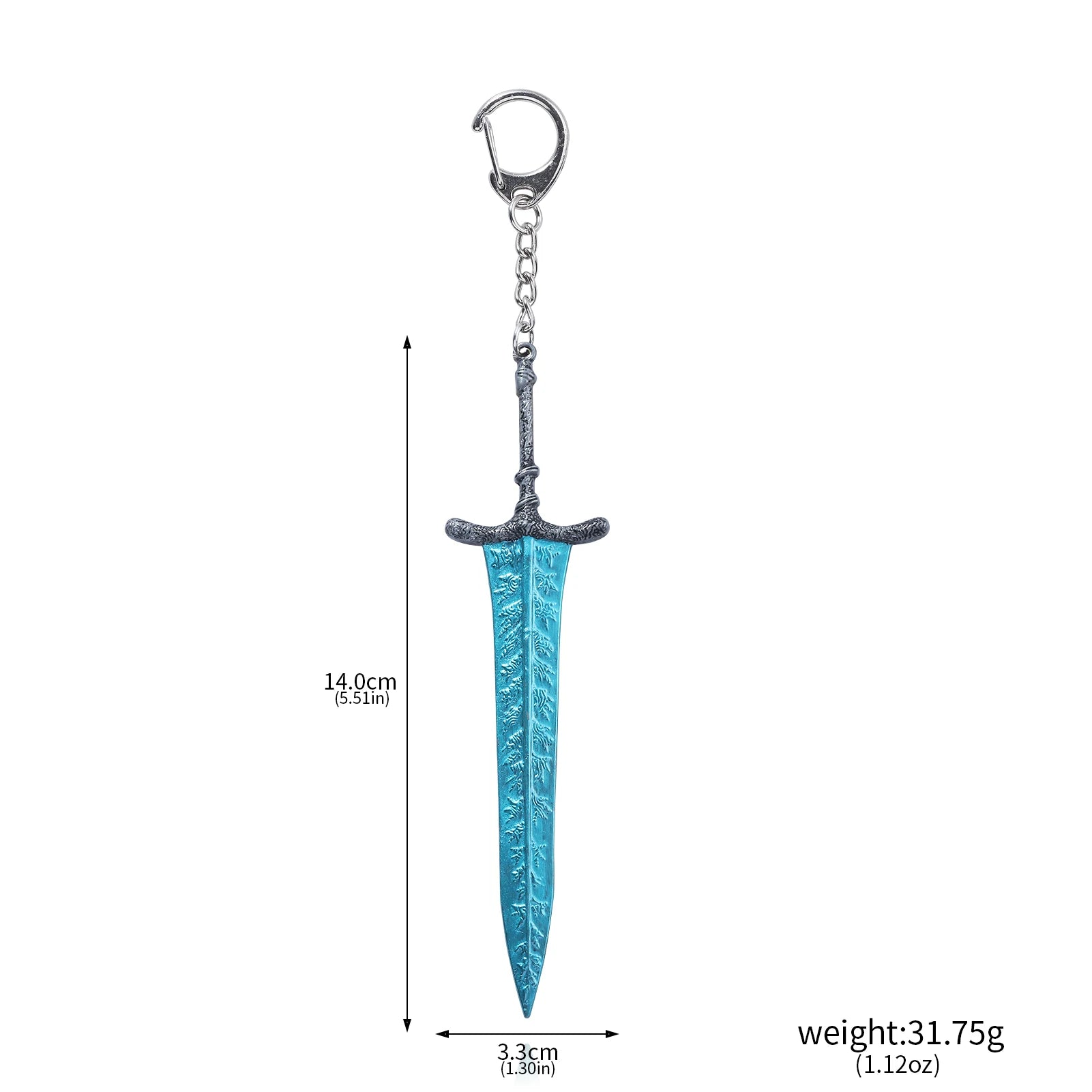 14cm Ring Dark Moon Greatswor Eldens Keychain Pendant Sword of Night and Flame Keyring Cosplay Fans Props Men Women Bag Jewelry
