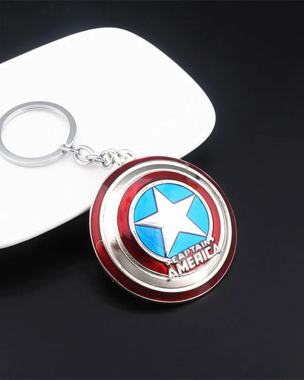 Creative Marvel Series Captain America Shield Keychain Rotating Dripping Shield Avengers Keychain Popular Accessory Pendant